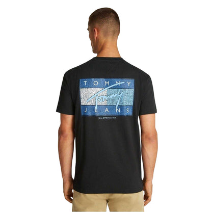 Black - Back - Tommy Jeans Mens Flag Regular T-Shirt