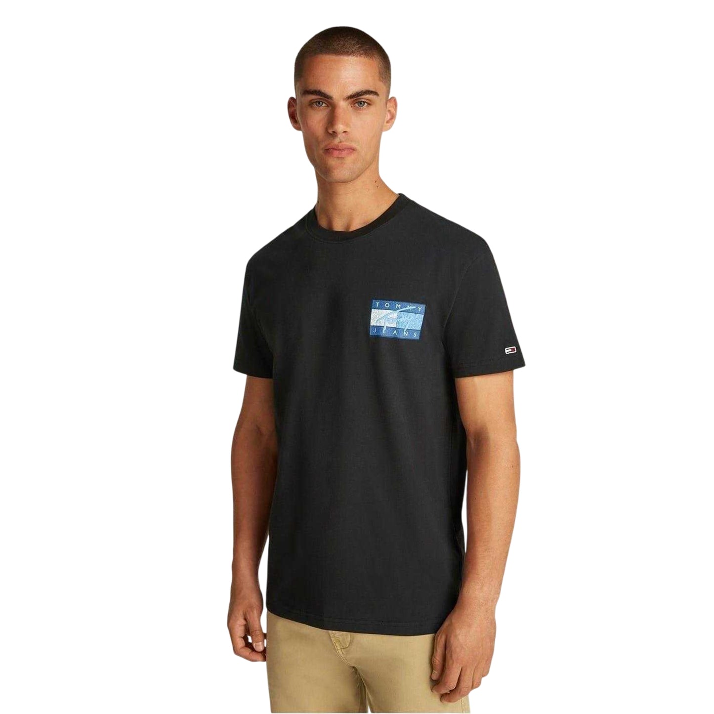 Black - Front - Tommy Jeans Mens Flag Regular T-Shirt