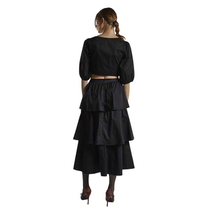 Black - Back - Glamorous Womens-Ladies Tiered Midi Skirt