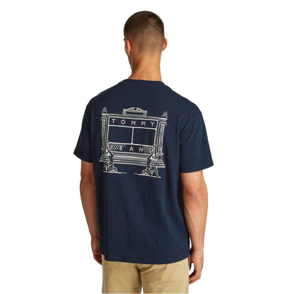 Dark Navy - Back - Tommy Jeans Mens Novelty Cotton Crew Neck Regular T-Shirt