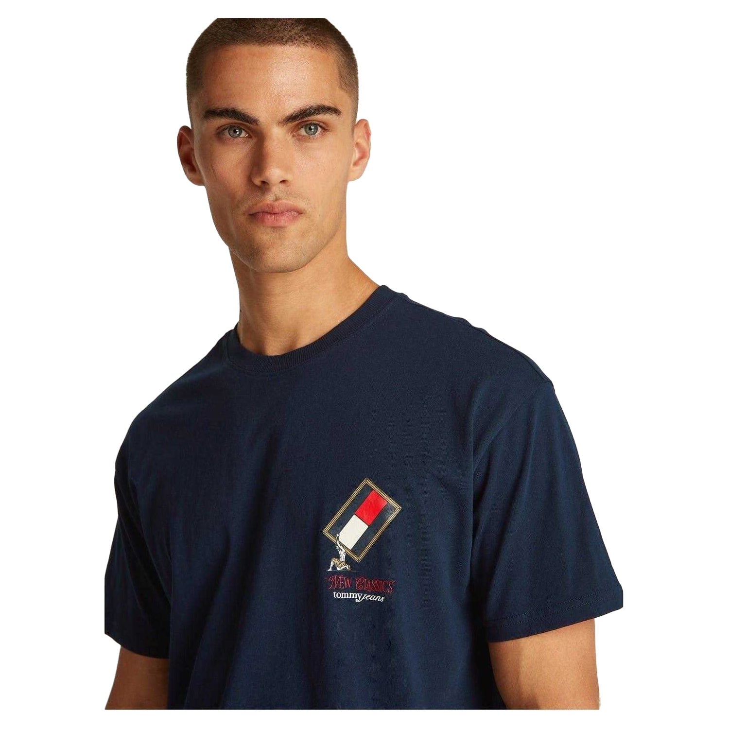 Dark Navy - Side - Tommy Jeans Mens Novelty Cotton Crew Neck Regular T-Shirt