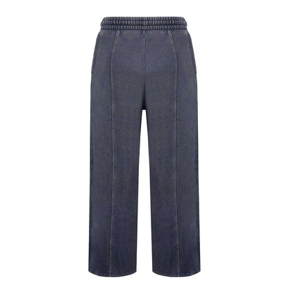 Grey - Back - Firetrap Womens-Ladies Washed Stitched Wide Leg Sweatpants