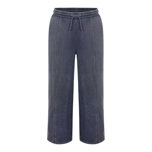 Grey - Front - Firetrap Womens-Ladies Washed Stitched Wide Leg Sweatpants