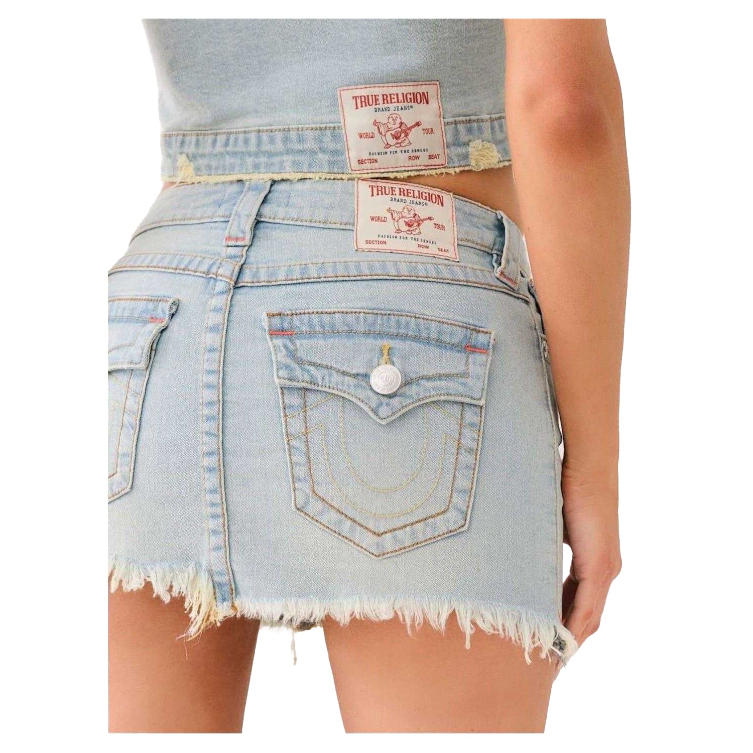 Blue - Side - True Religion Womens-Ladies Sadie Denim Mini Skirt