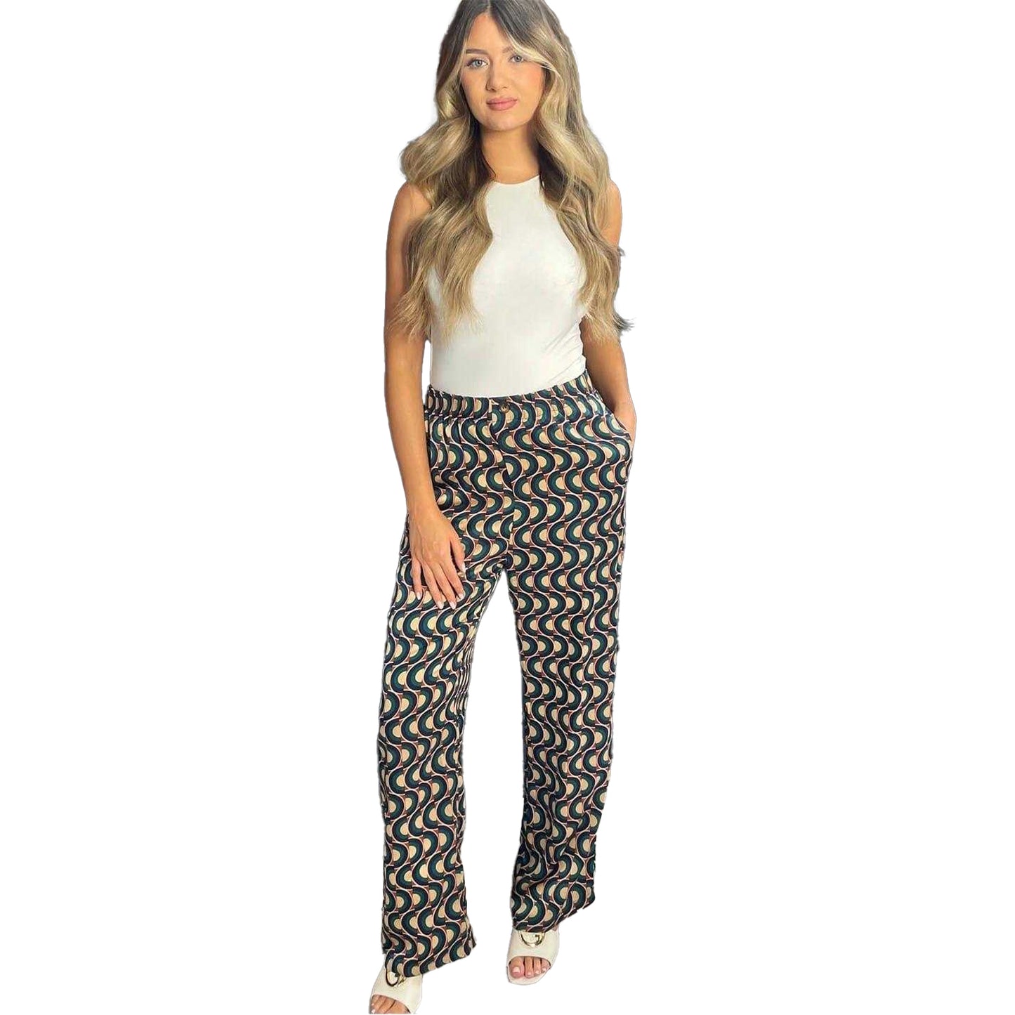 Multicoloured - Side - AX Paris Womens-Ladies Polyester Abstract Trousers