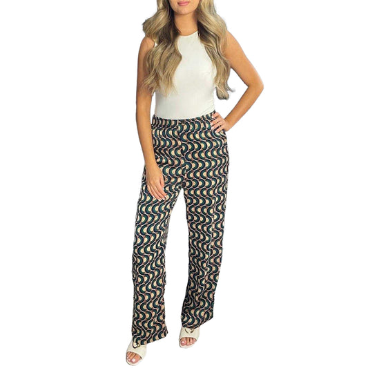 Multicoloured - Front - AX Paris Womens-Ladies Polyester Abstract Trousers