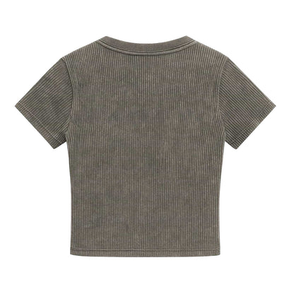 Grey - Back - I Saw It First Womens-Ladies Acid Wash Regular Crop T-Shirt