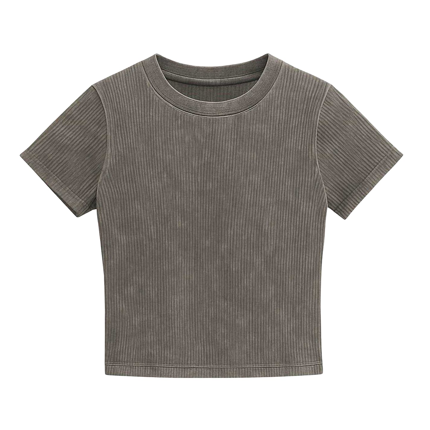 Grey - Front - I Saw It First Womens-Ladies Acid Wash Regular Crop T-Shirt
