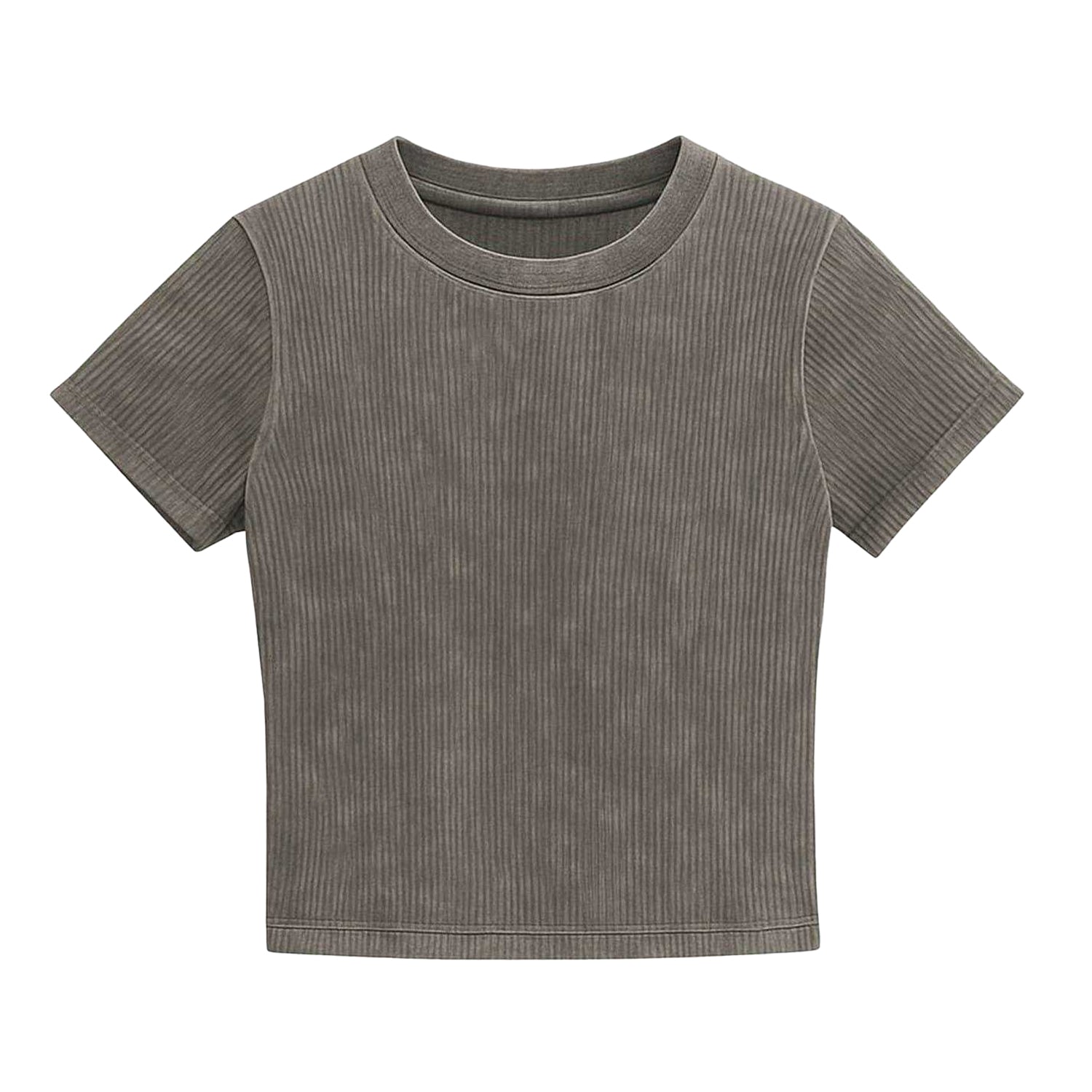 Grey - Front - I Saw It First Womens-Ladies Acid Wash Regular Crop T-Shirt