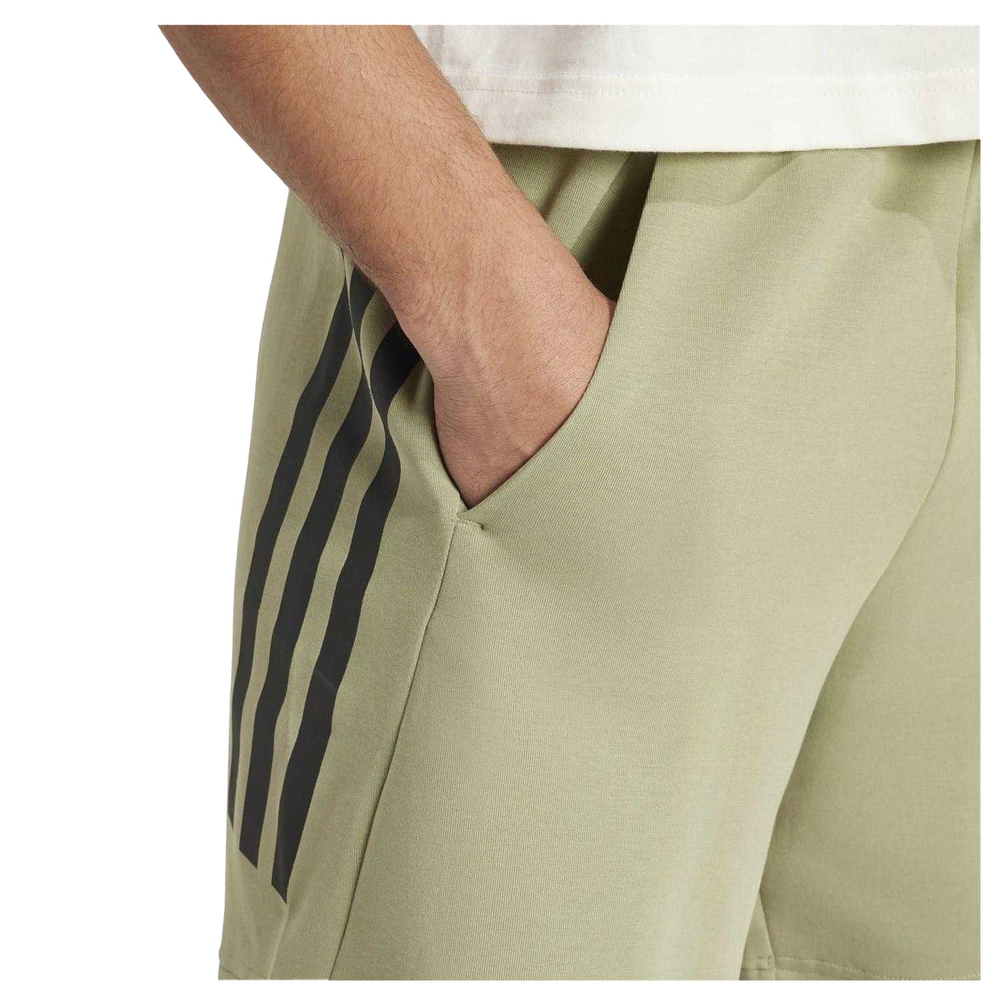 Green - Side - Adidas Mens Future Icons 3 Stripes Shorts