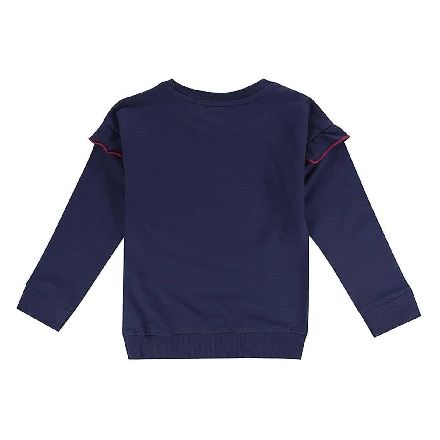 Navy - Back - Lilly & Sid Girls Wildcat Ruffle Sweatshirt