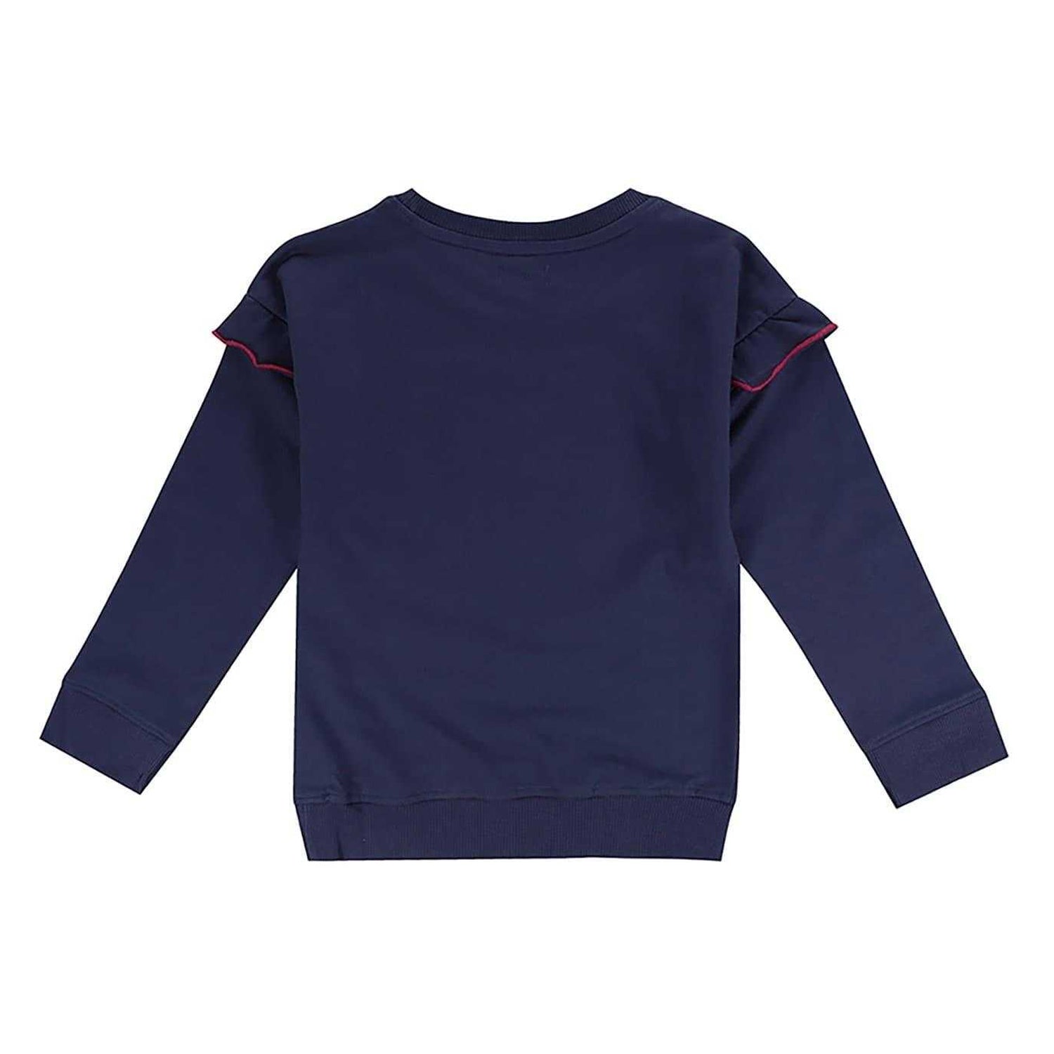 Navy - Back - Lilly & Sid Girls Wildcat Ruffle Sweatshirt