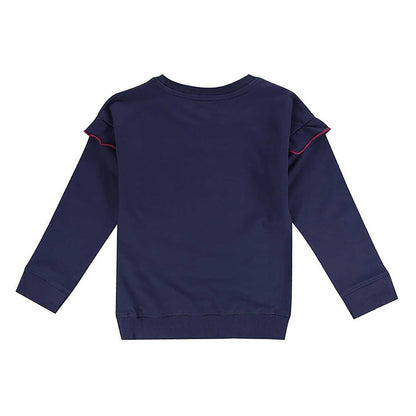 Navy - Back - Lilly & Sid Girls Wildcat Ruffle Sweatshirt