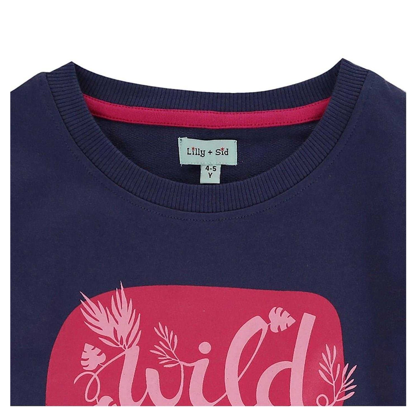 Navy - Side - Lilly & Sid Girls Wildcat Ruffle Sweatshirt