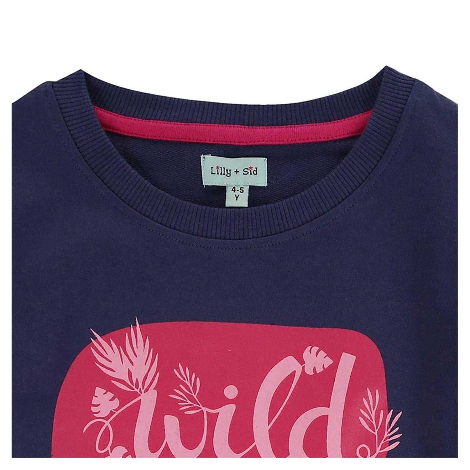 Navy - Side - Lilly & Sid Girls Wildcat Ruffle Sweatshirt
