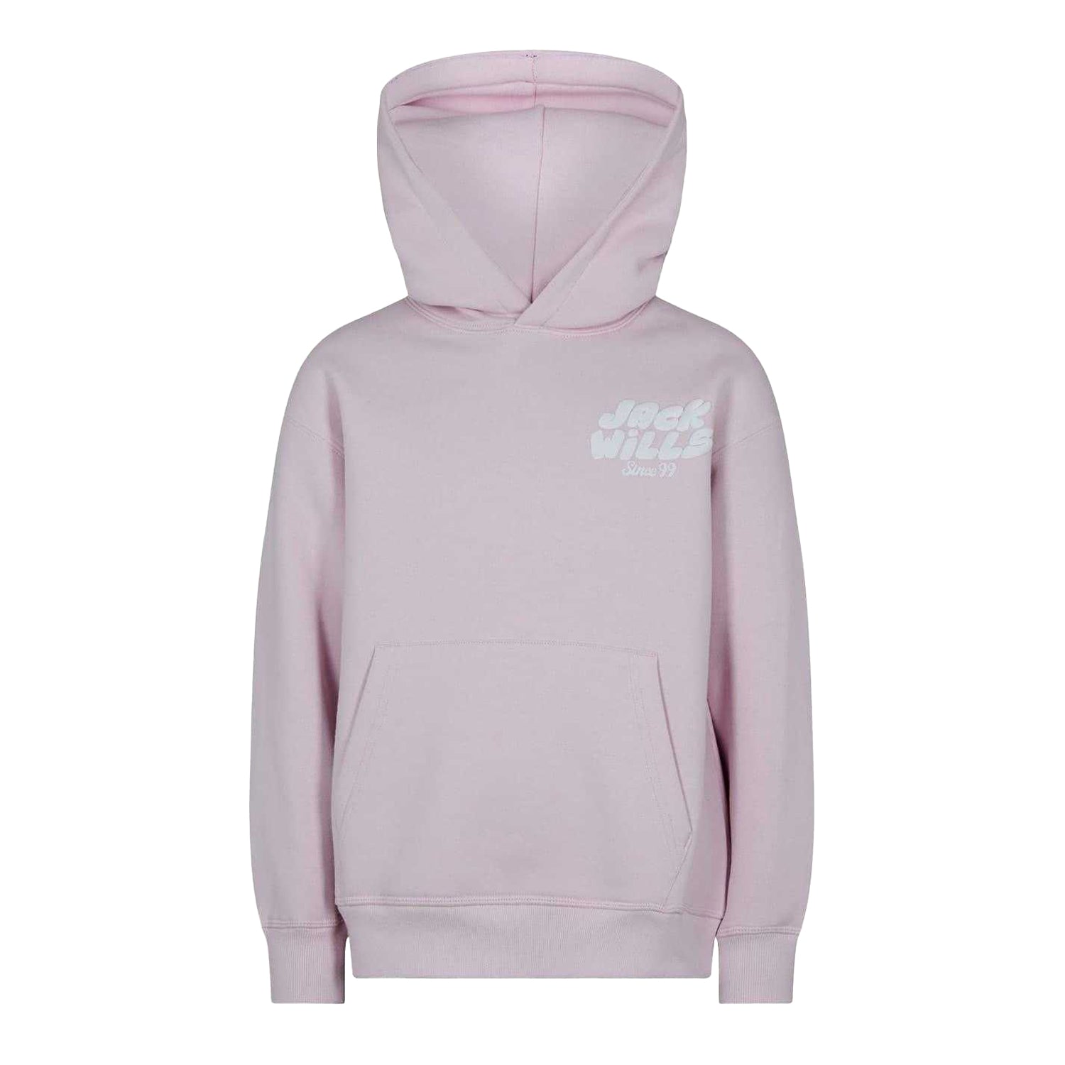 Pink - Front - Jack Wills Childrens-Kids Back Print Logo Hoodie