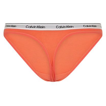 Coral - Back - Calvin Klein Womens-Ladies Logo Cotton Blend Thong