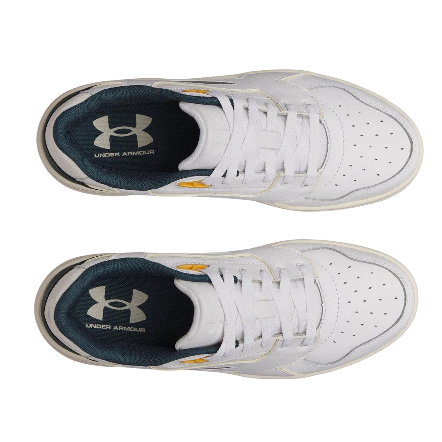 White-Green - Side - Under Armour Mens Low Cut Trainers