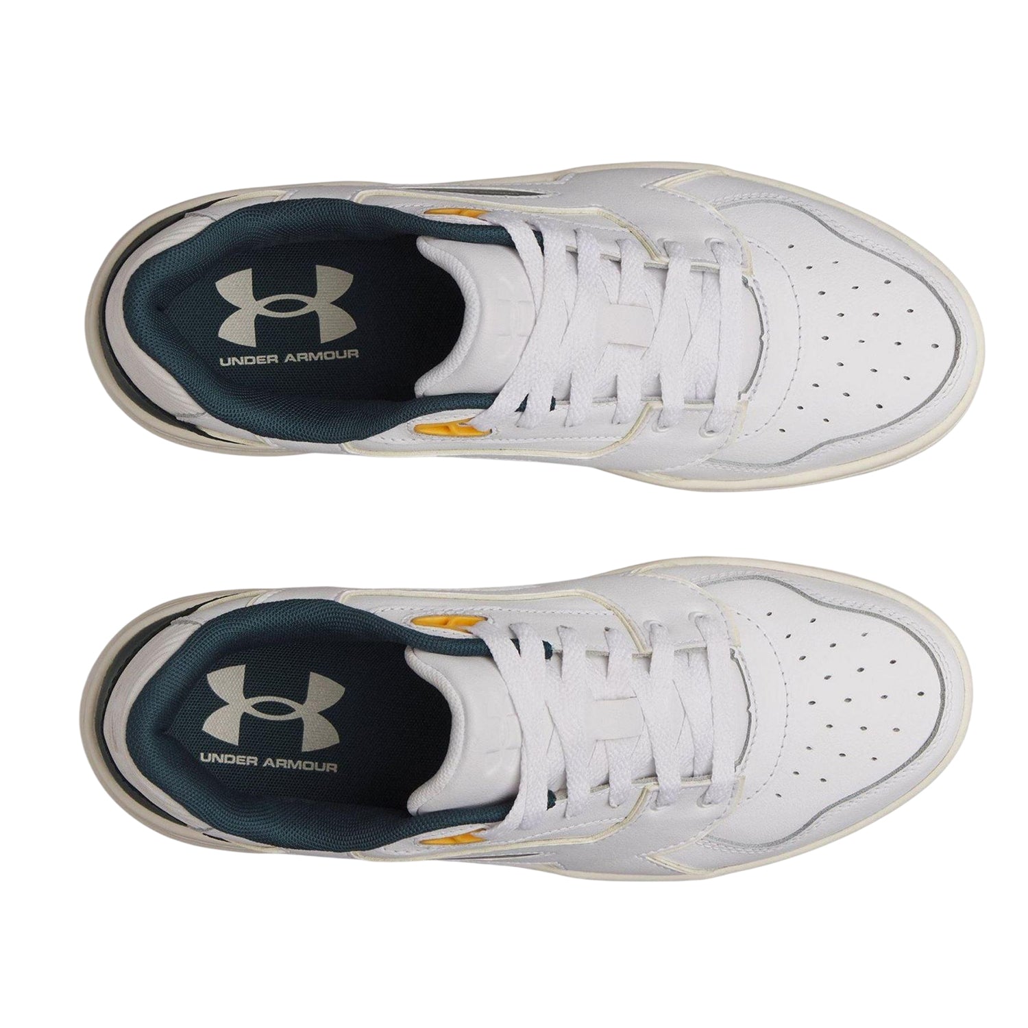 White-Green - Side - Under Armour Mens Low Cut Trainers