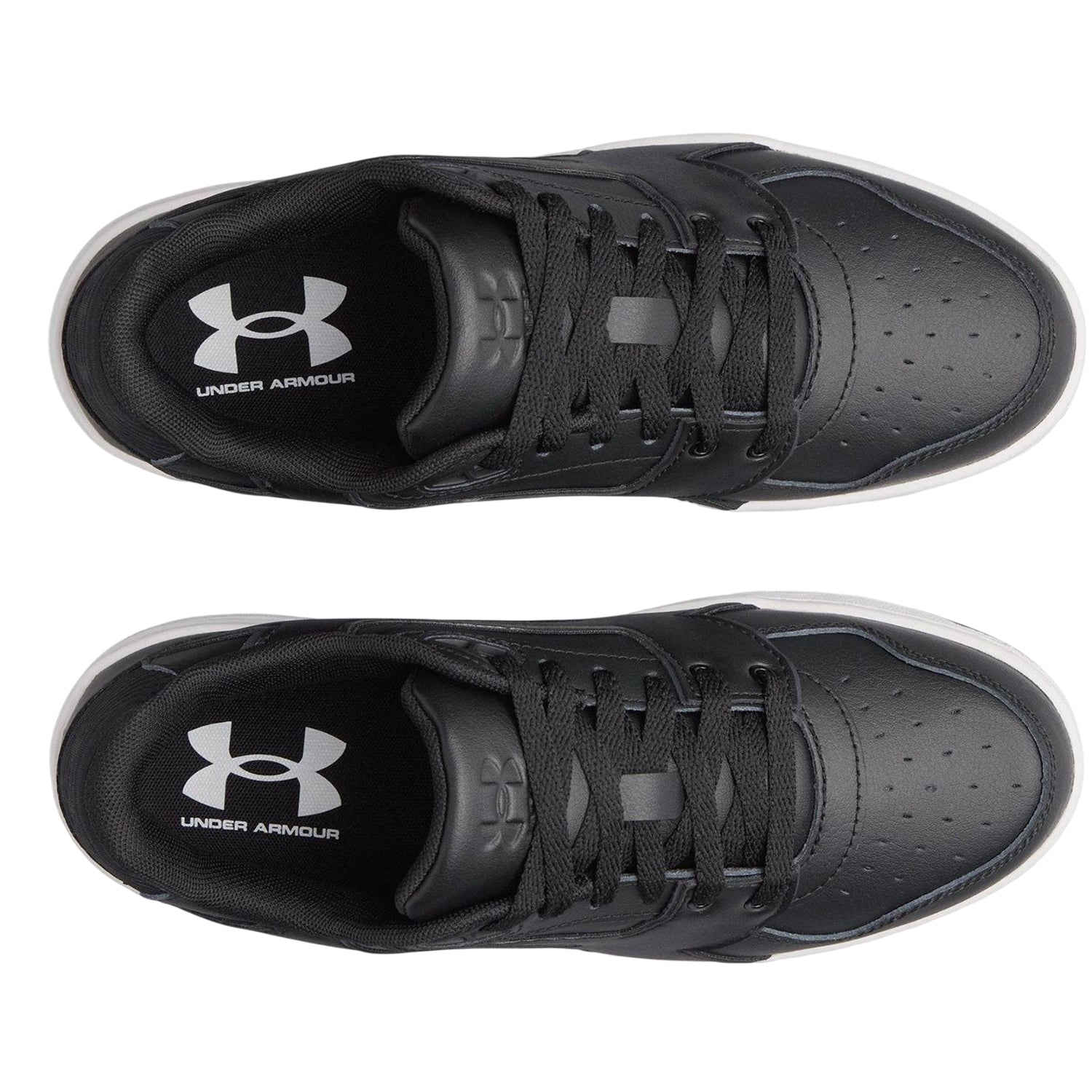 Black-White - Side - Under Armour Mens Low Cut Trainers
