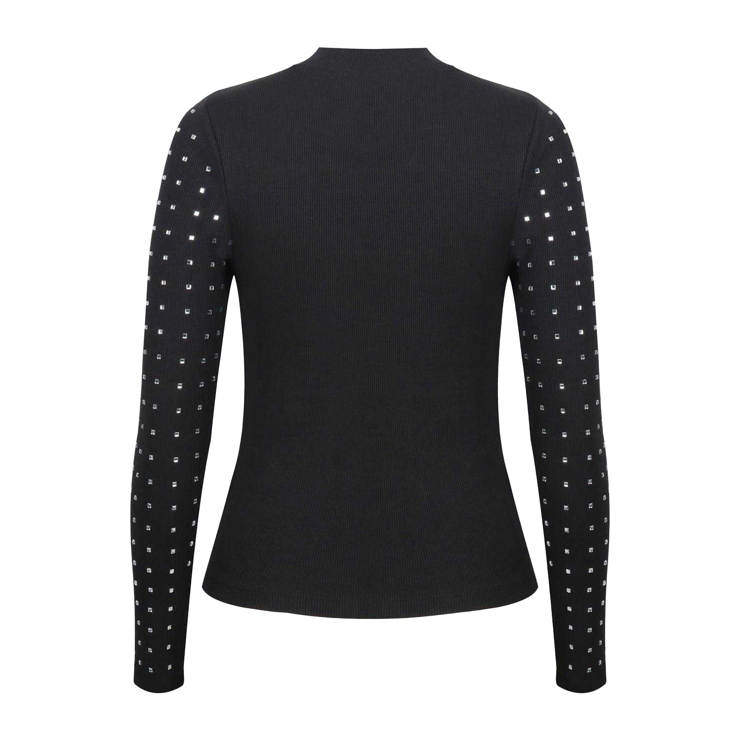 Black - Back - Biba Womens-Ladies Diamante Ribbed Track Top