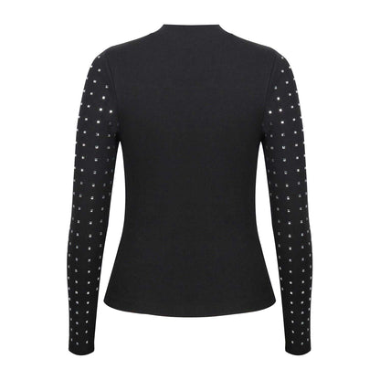 Black - Back - Biba Womens-Ladies Diamante Ribbed Track Top