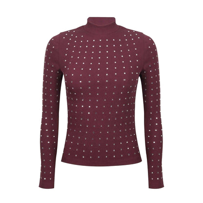 Fig - Front - Biba Womens-Ladies Diamante Ribbed Track Top