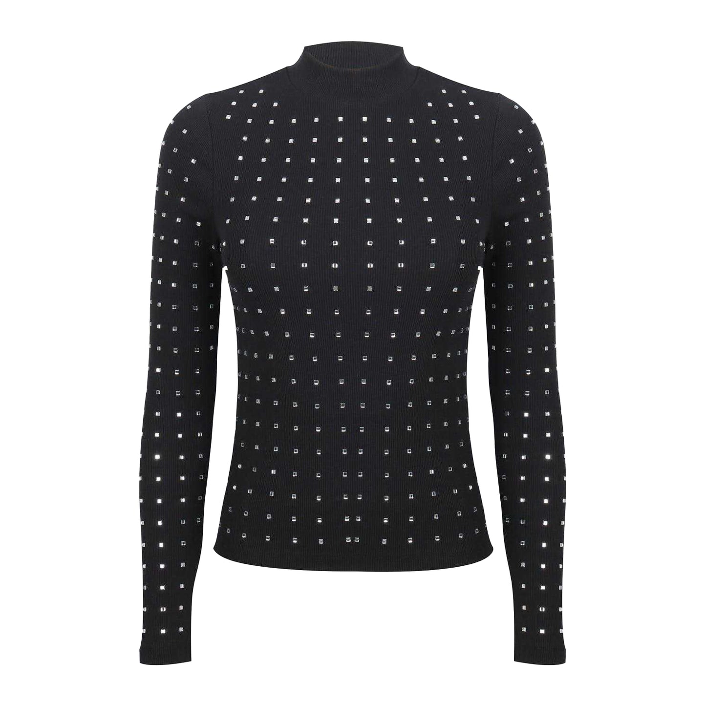 Black - Front - Biba Womens-Ladies Diamante Ribbed Track Top