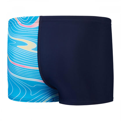 Navy - Back - Speedo Boys Digital Print V-Cut Swim Shorts