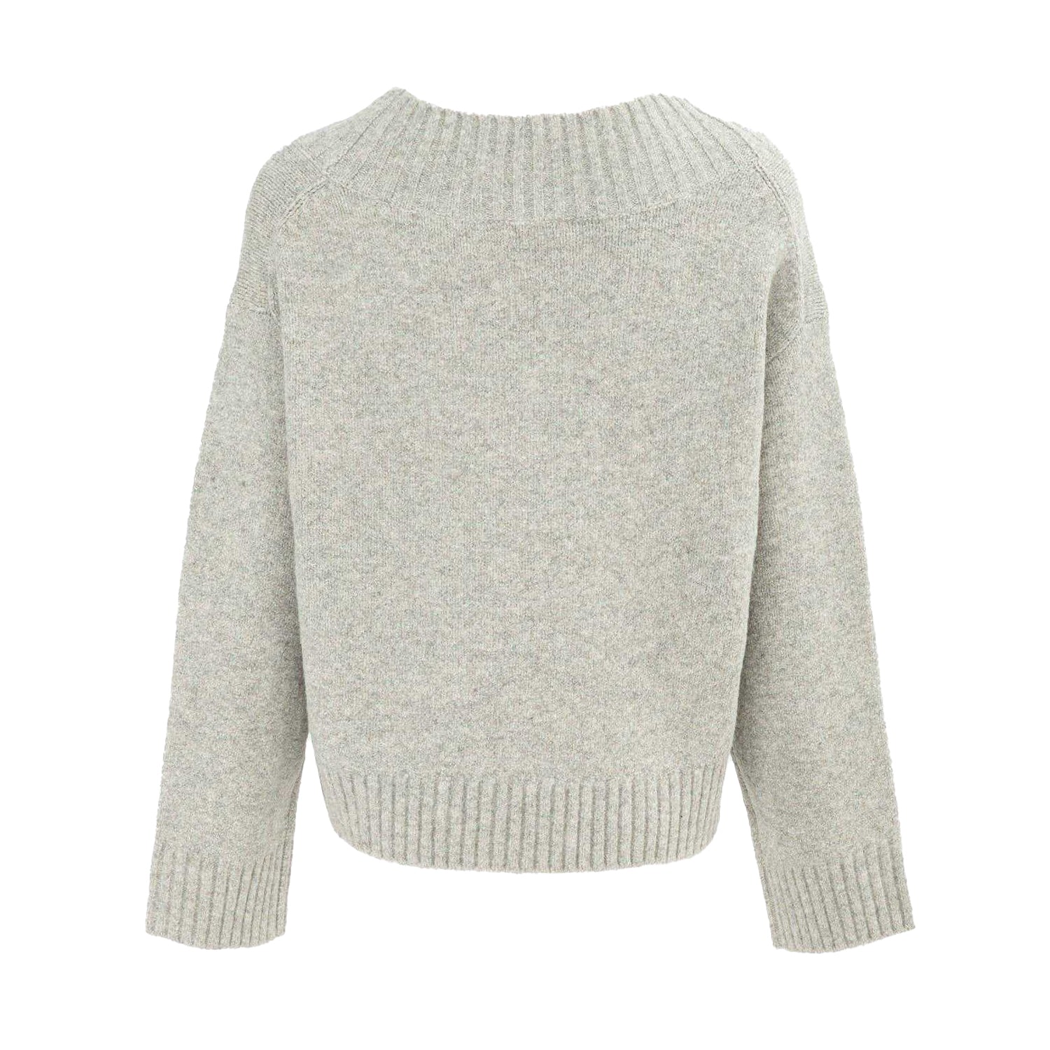 Grey - Back - Miso Womens-Ladies Knitted V Neck Jumper