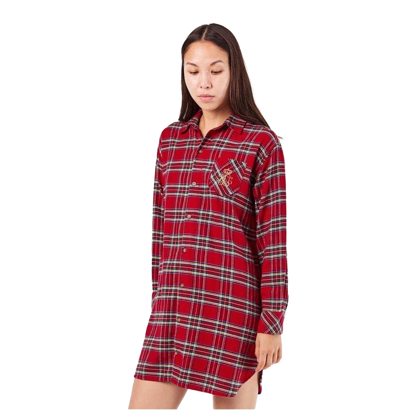 Red - Lifestyle - Ralph Lauren Womens-Ladies Plaid Long-Sleeved Nightie