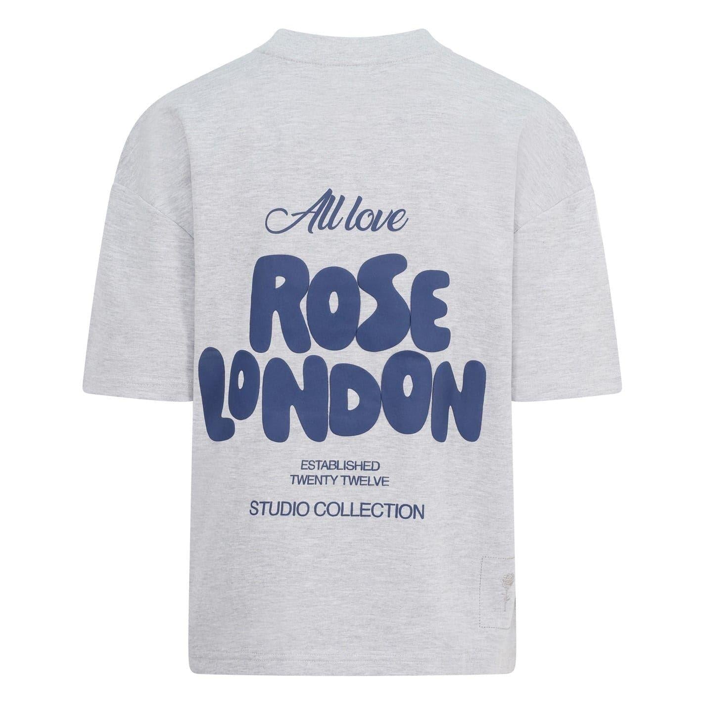 Grey Marl Marl - Back - Rose London Unisex Adult Back Print Relaxed Fit T-Shirt