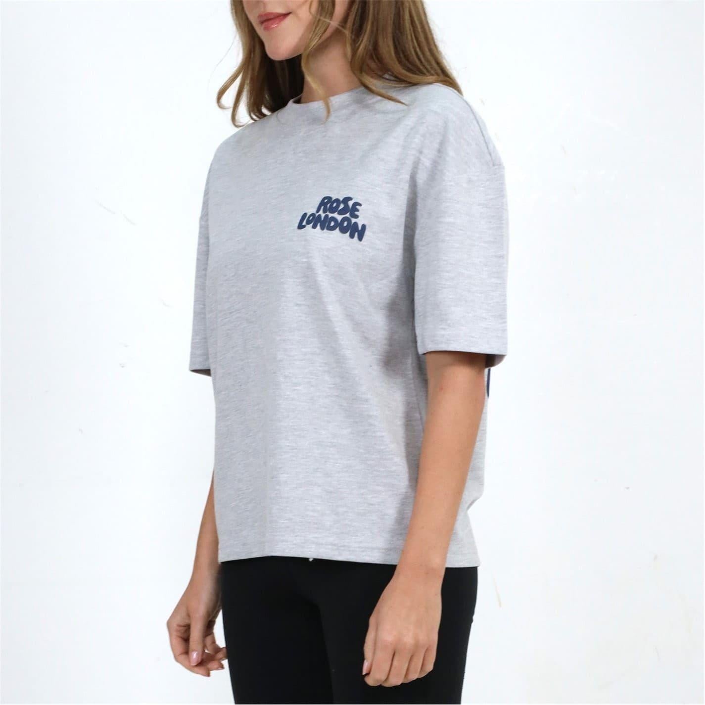 Grey Marl Marl - Lifestyle - Rose London Unisex Adult Back Print Relaxed Fit T-Shirt