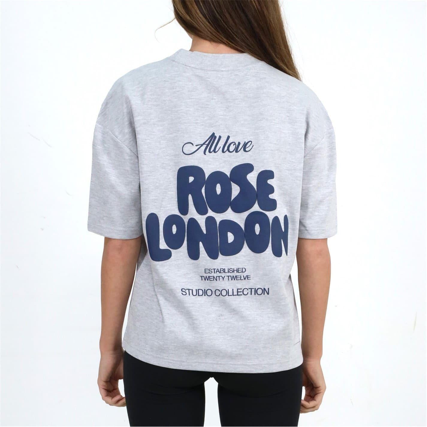 Grey Marl Marl - Pack Shot - Rose London Unisex Adult Back Print Relaxed Fit T-Shirt