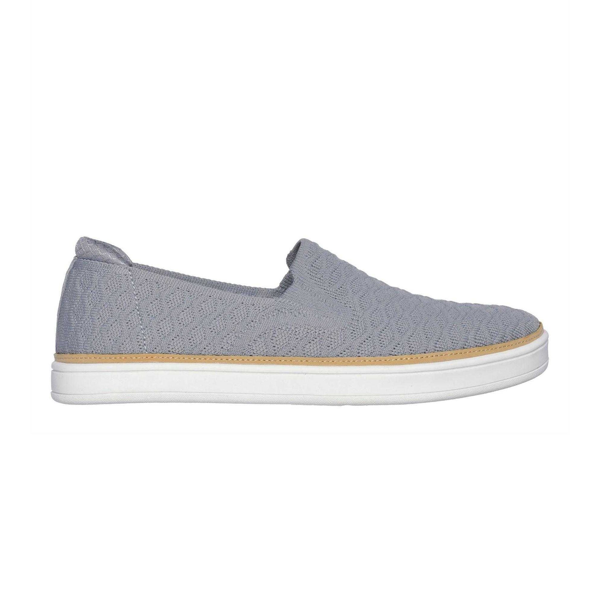 Grey - Side - Skechers Womens-Ladies Coast Drive Textured Loafers