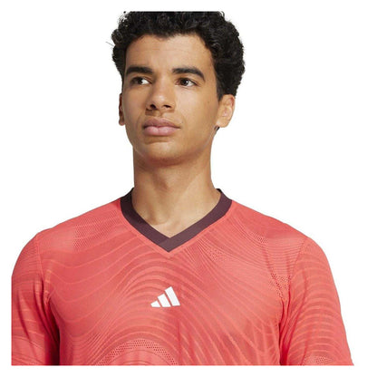 Red - Side - Adidas Mens Pro Climacool Slim Tennis T-Shirt