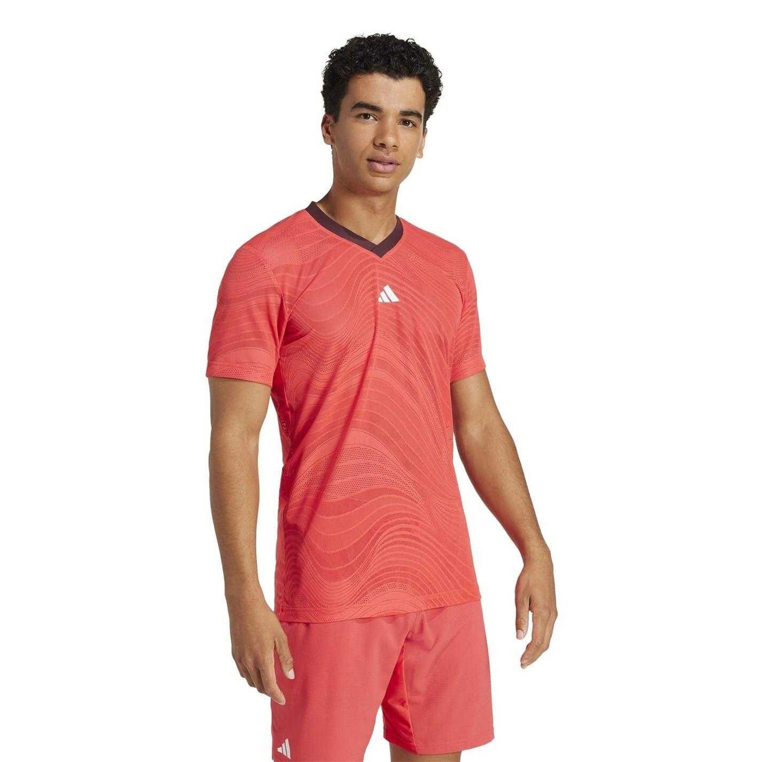 Red - Pack Shot - Adidas Mens Pro Climacool Slim Tennis T-Shirt