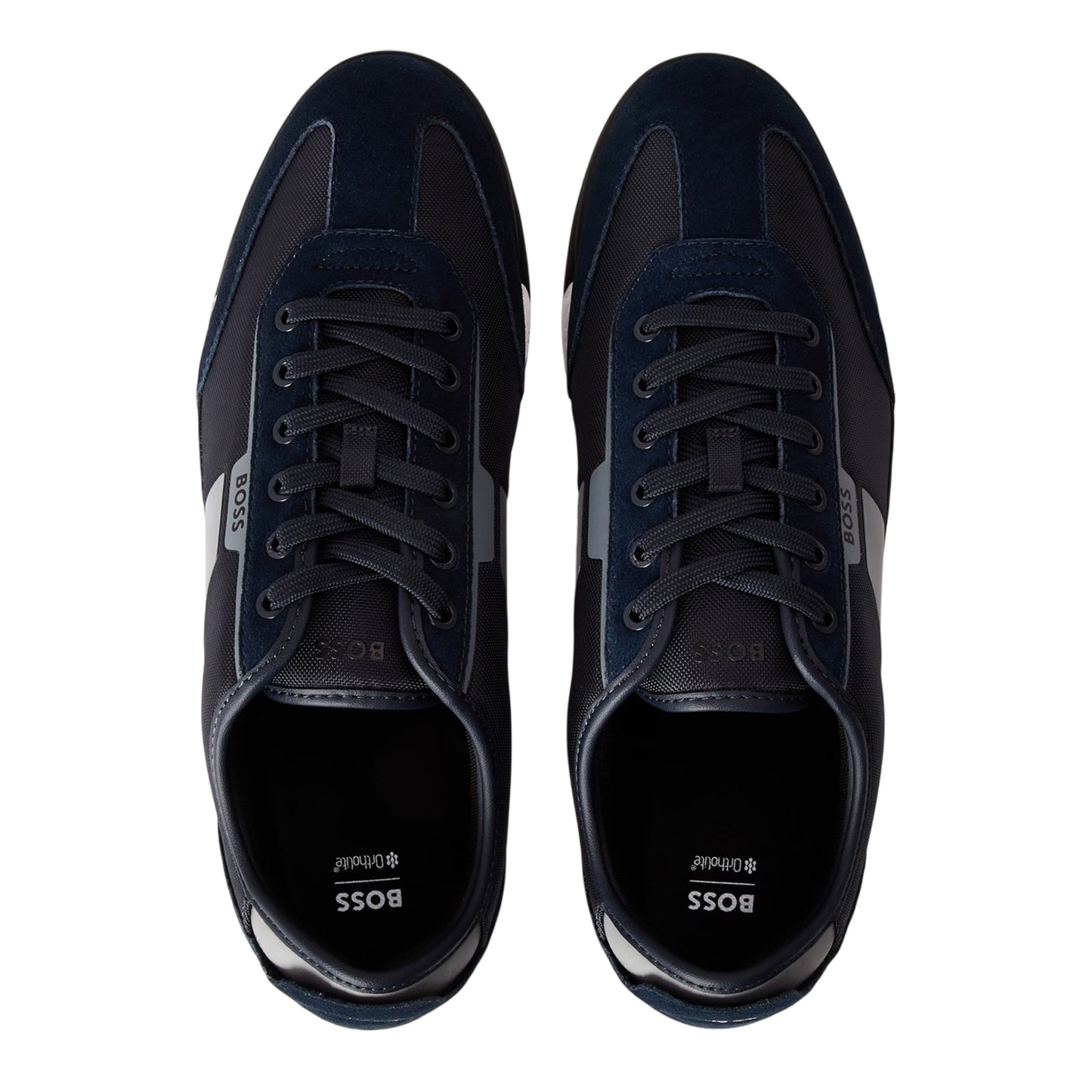 Blue - Side - Boss Mens Nitan Suede Trainers