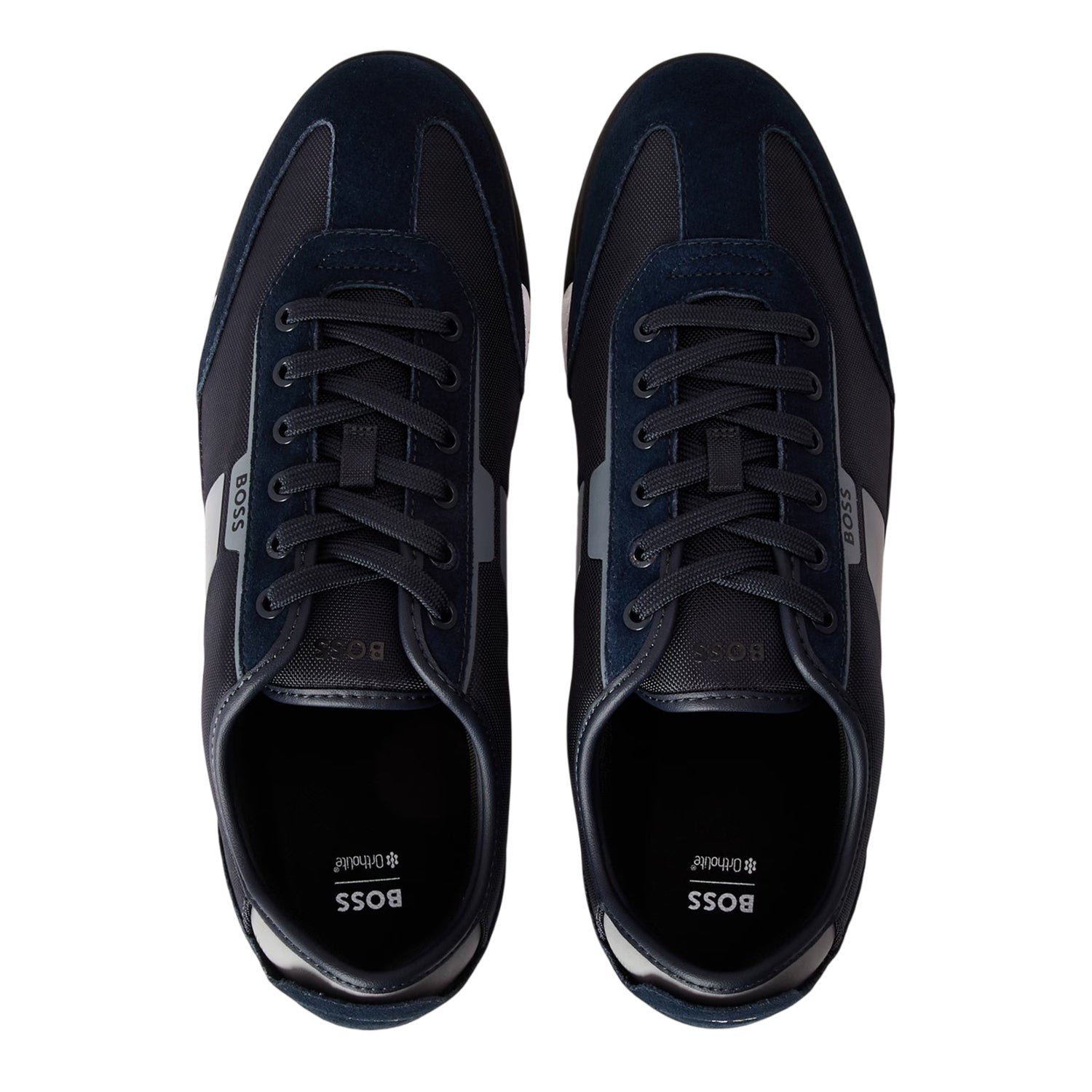 Blue - Side - Boss Mens Nitan Suede Trainers