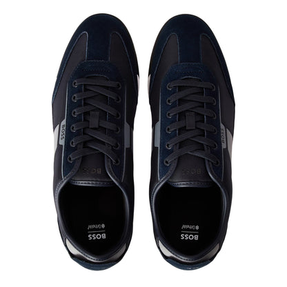 Blue - Side - Boss Mens Nitan Suede Trainers