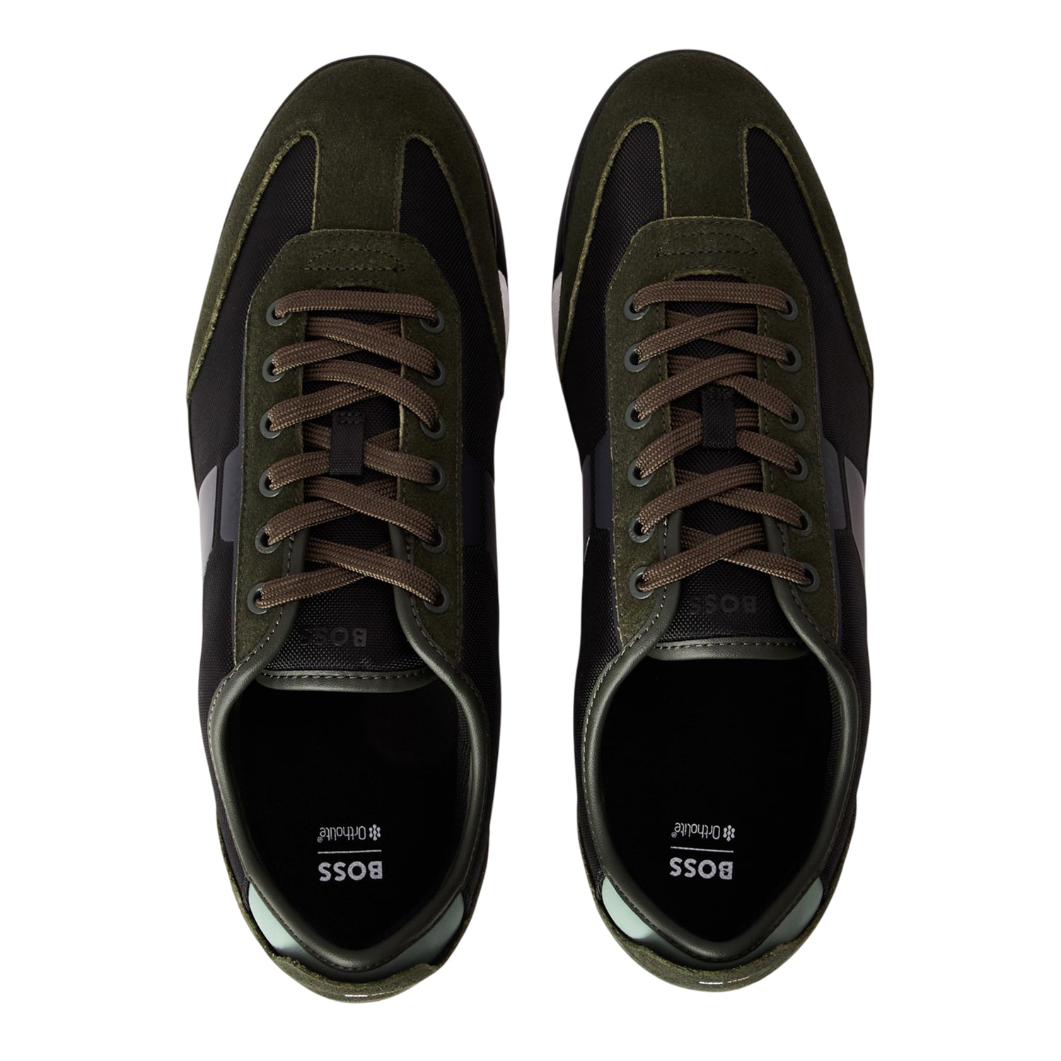 Green - Side - Boss Mens Nitan Suede Trainers
