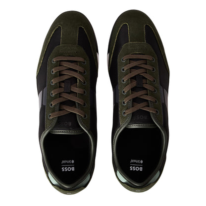 Green - Side - Boss Mens Nitan Suede Trainers