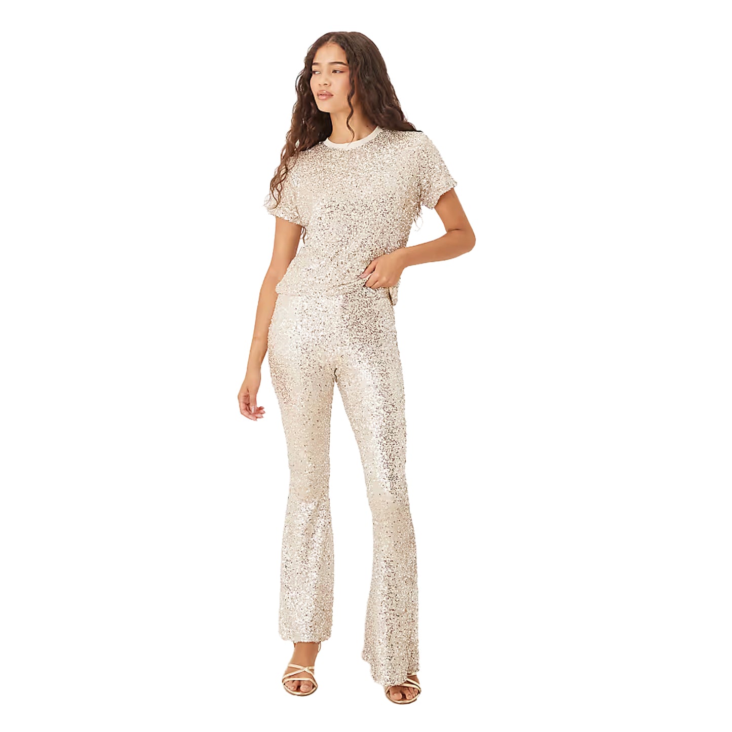 Silver - Lifestyle - Never Fully Dressed Womens-Ladies Sequin Flared Trousers