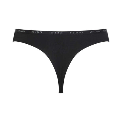Black-White - Back - Ted Baker Womens-Ladies Logo Thong (Pack of 3)