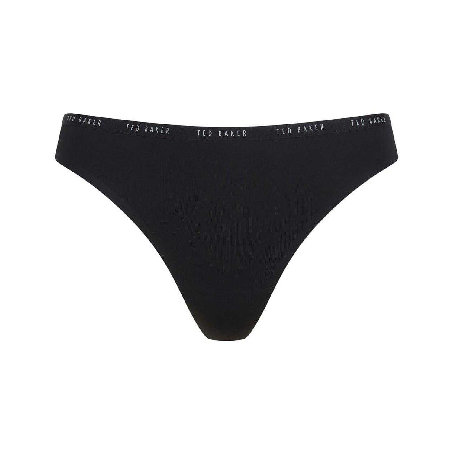 Black-White - Back - Ted Baker Womens-Ladies Logo Thong (Pack of 3)