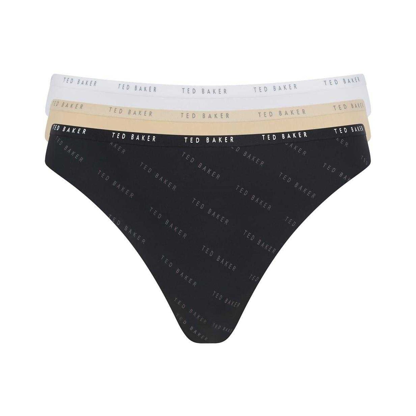 Black-White - Lifestyle - Ted Baker Womens-Ladies Logo Thong (Pack of 3)
