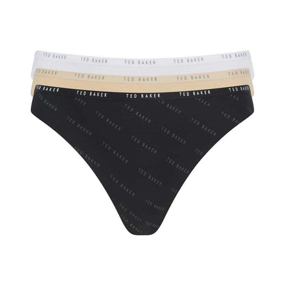 Black-White - Lifestyle - Ted Baker Womens-Ladies Logo Thong (Pack of 3)