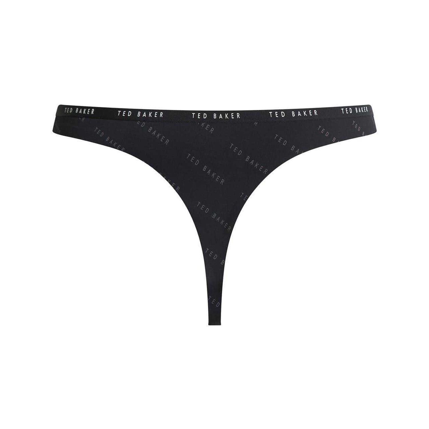 Black-White - Pack Shot - Ted Baker Womens-Ladies Logo Thong (Pack of 3)