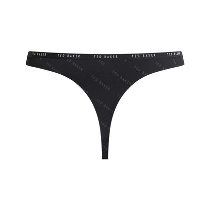 Black-White - Pack Shot - Ted Baker Womens-Ladies Logo Thong (Pack of 3)