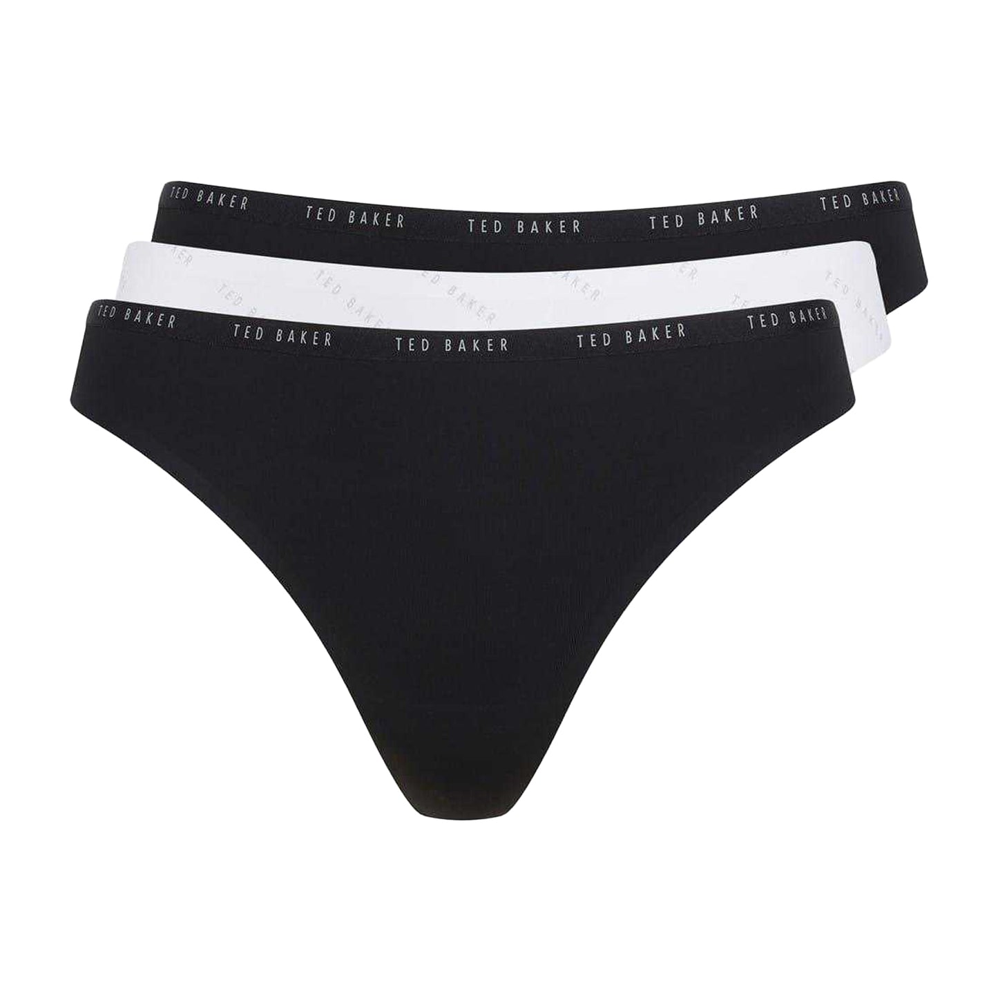 Black-White - Front - Ted Baker Womens-Ladies Logo Thong (Pack of 3)